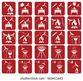 Set of grilled sausage icon. Vector illustration


