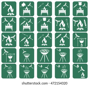 Set of grilled sausage icon. Vector illustration