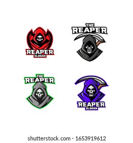 set of grim reaper logo icon design vector