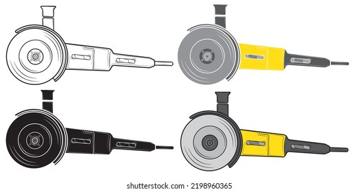 Set of Grinder tool isolated on white background. Repair tool. Vector illustration