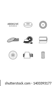 Set - Grinding, polishing. Vector icon on white background. Symbol for web, infographics, print design and mobile UX/UI kit. Vector illustration, EPS10.