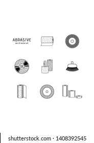 Set - Grinding, polishing. Vector icon on white background. Symbol for web, infographics, print design and mobile UX/UI kit. Vector illustration, EPS10.