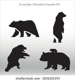 set of Grizzly Bear Silhouettes, line isolated or logo isolated sign symbol vector, outline and stroke style Collection of high-quality vector illustration,