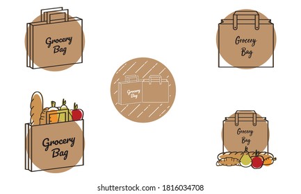 Set of groceries bags icons - Vector illustration