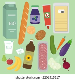 Set of grocery. Flat style. Vector illustration 