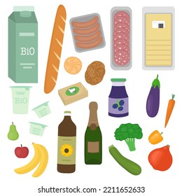 Set of grocery. Flat style. Vector illustration 