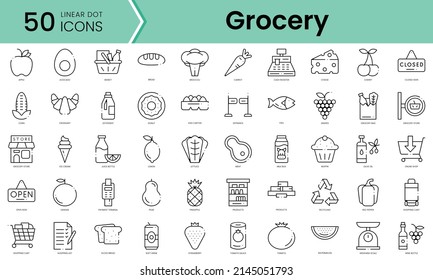 Set of grocery icons. Line art style icons bundle. vector illustration