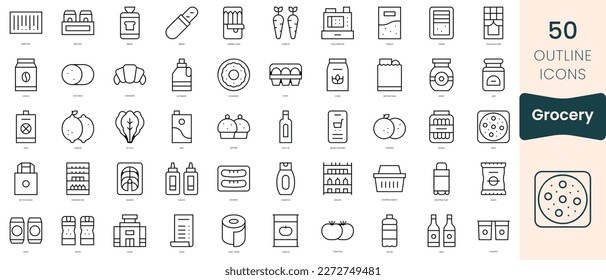 Set of grocery icons. Thin linear style icons Pack. Vector Illustration