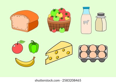 Set of Grocery Illustration Vector