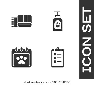 Set Grooming salon price list, Towel stack, Calendar grooming and Pet shampoo icon. Vector