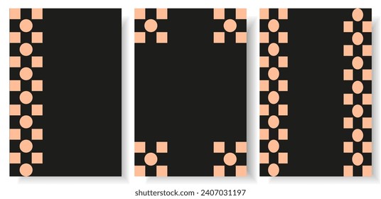 Set Groovy backgrounds and checkered posters. Templates for postcards and banner with copy space. Prisychedelic vibes of hippies and 60s and 70s. Vector illustration. EPS 10