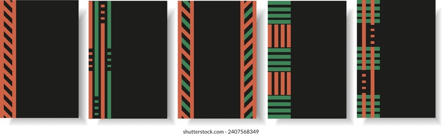 Set Groovy Geometric backgrounds and checkered posters. Templates for postcards and banner with copy space. Prisychedelic vibes of hippies and 60s and 70s. Vector illustration. EPS 10
