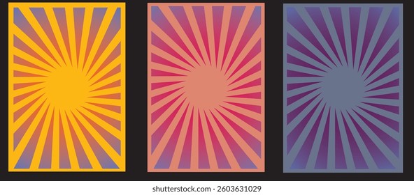 set of groovy hippie gradienst abstract geometric backgrounds . geometric pattern, . Twisted vector texture in trendy retro style