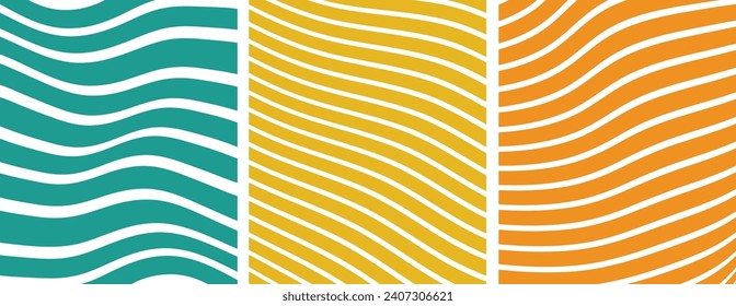 Conjunto de fondos retro groovy. afiche con ondas de línea. Tapa, afiche, papel pintado