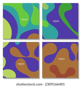 conjunto de groovy retro funky patrón de línea líquida fondo