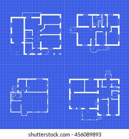 Blueprint Architectural Duplex Apartment Floor Plans Stock Illustration ...