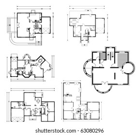 set of ground floor blueprints. vector illustration