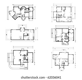 set of groundfloor blueprints. vector illustration