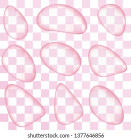 Set, group, collection clear water drops or condensation on transparent background. Vector illustration