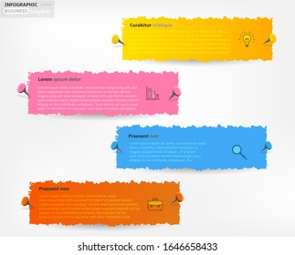 Conjunto, grupo, colección de cuatro etiquetas modernas, banners con números e iconos de línea simples, aislados en fondo blanco, para infografías, presentaciones, documentos