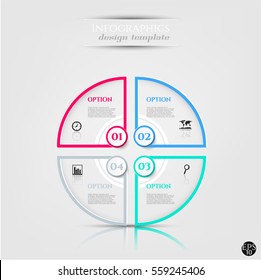 Set, group, collection of four modern labels, banners with numbers and simple icons, isolated on bright background, for infographics, presentations, documents