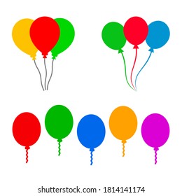 Set group colored helium fly balloons icon - stock vector