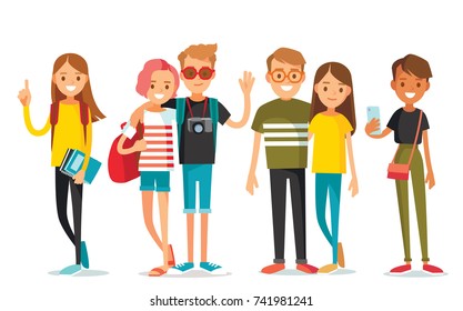 Set Group Diverse Flat Cartoon Vector Stock Vector (royalty Free) 741981241