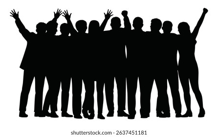 Set of group of friends hugging silhouette vector illustration isolated on white background