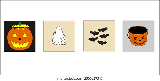 Set group Hallowen vector illustration colorful