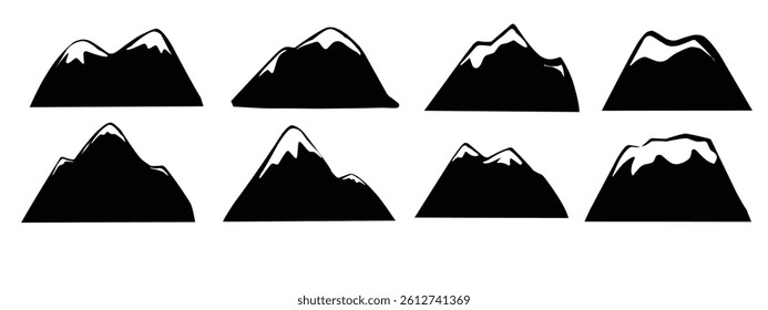 a set group of mountains icon symbol vector