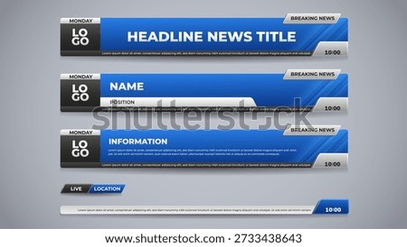 set group news blue lower third for television channel template
