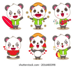 set group panda with summer activities