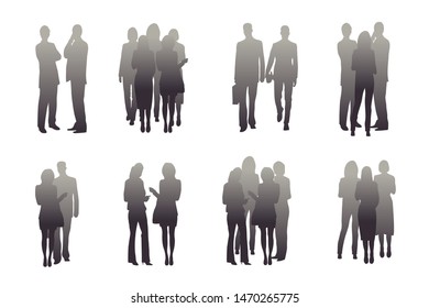 Set of group people silhouettes. Vector illustration of different options group of people silhouettes.
