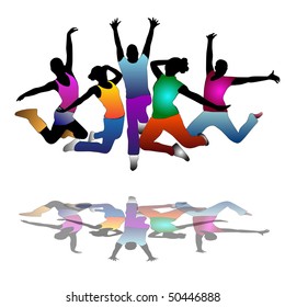 set of group peoples dance vector