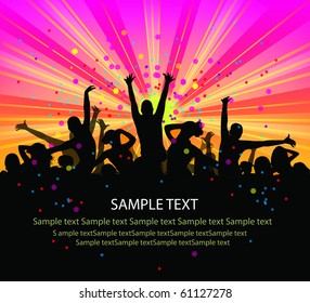 set of group peoples dance vector. flyer