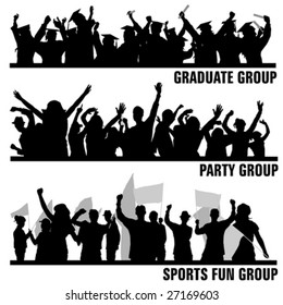 set of group peoples vector