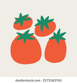 Set Group Various Tomato Cherry. Vegetable Pomodoro Collection. Hand Drawn Bold Vector Isolated Illustration