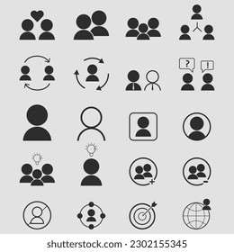 Set of Grouping People Illustration Vector. 
