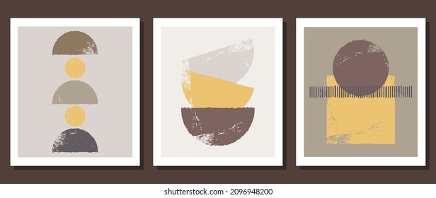 Eine Reihe von Gruppen geometrischer Formen. Abstrakte Illustration und moderner Druck für Logo-Design, Deckenkunst, Zeichnung. Modischer abstrakter künstlerischer Hintergrund. Moderner Stil. Boho.