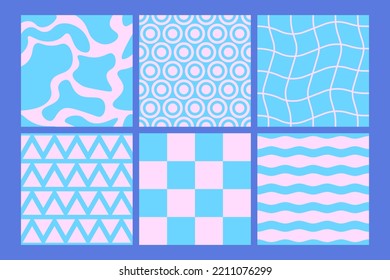 Set of grovy giometric patterns. Seamless pattern in y2k style
