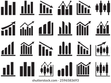 Set of Growing bar graph icon set Business graphs and charts icons Statistics and analytics vector icon set illustrasion.