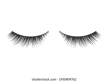 Set for growing the eyelashes isolated on white background. Professional glamor makeup. Bottled eyelashes of girls. Natural effect mascara. Black and white vector illustration of closed eyes.