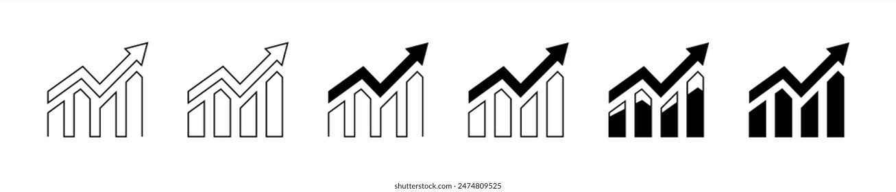 gráfico de crecimiento. gráfico de aumento, barra de progreso, símbolo de crecimiento de beneficios, ícono de éxito de crecimiento. Ilustración vectorial