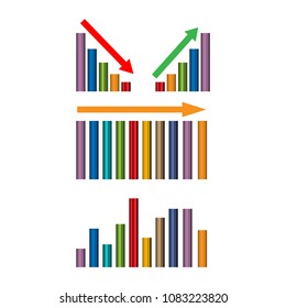 Set Growing graph icon. flat design.