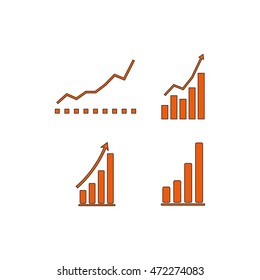 Set of growing graphs icon.