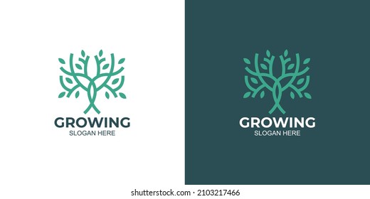 conjunto de logotipos en crecimiento en un estilo minimalista