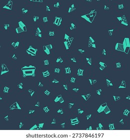 Set Growth arrow with gold bars, Gold mine, Mine cart and coin on seamless pattern. Vector