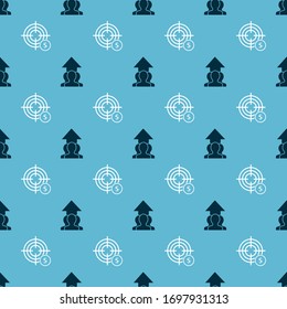 Set Growth chart and progress in people crowd and Target with dollar symbol on seamless pattern. Vector