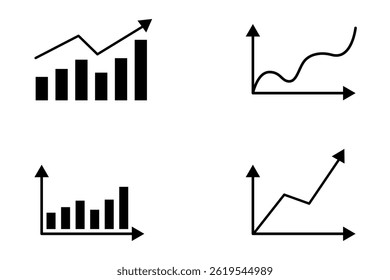 Set of Growth Charts and Business Graphs – Financial Analytics and Success Icons.