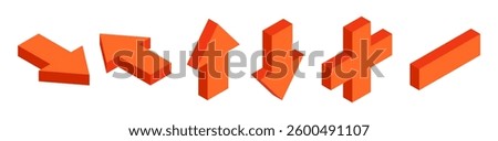 Set of growth and decline, addition and subtraction icon. Arrow, up, down, plus, minus icon. 3D isometric illustration. Isolated vector for banner, poster, presentation, infographic, website, apps. 